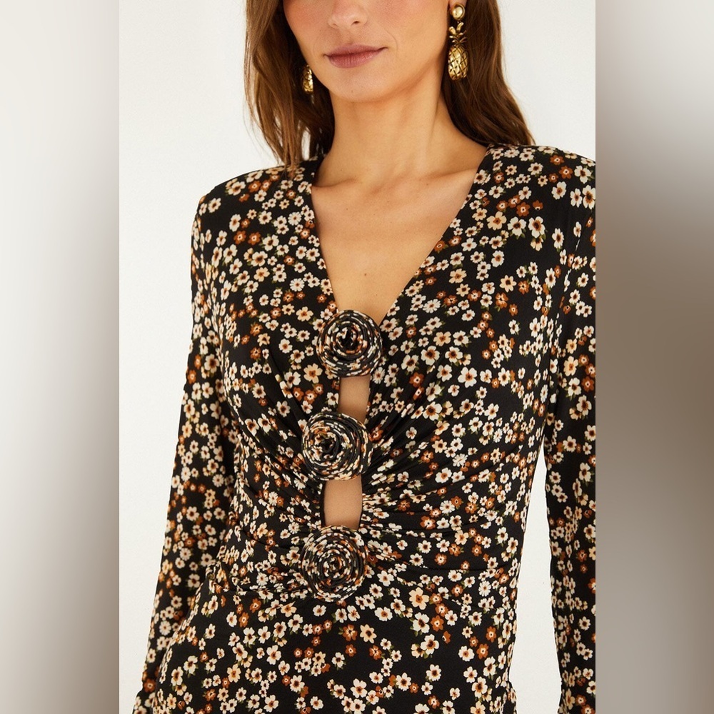 Farm Rio: Black Tiny Flowers Jersey Blouse